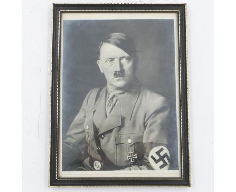 Pre-WWII framed photograph of Adolf Hitler, on silver Gelatin paper. UK P&amp;P Group 1 (£16+VAT for the first lot and £2+VAT