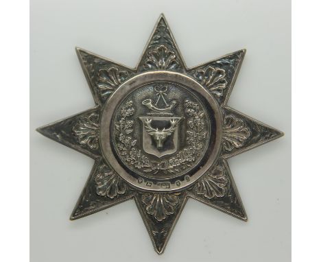 A Victorian hallmarked silver helmet or Sam Browne plate, Sherwood Foresters. UK P&amp;P Group 0 (£6+VAT for the first lot an