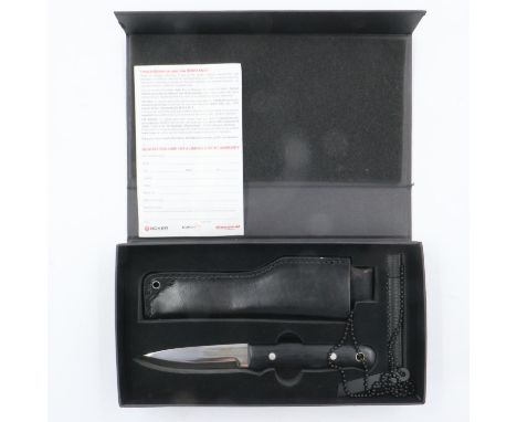 Böker Plus gift set, including hunting knife, leather sheath and fire starter, boxed. UK P&amp;P Group 2 (£20+VAT for the fir