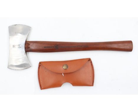 Marble's Belt Axe, model number 009, with hardwood grip and leather belt holster. UK P&amp;P Group 2 (£20+VAT for the first l