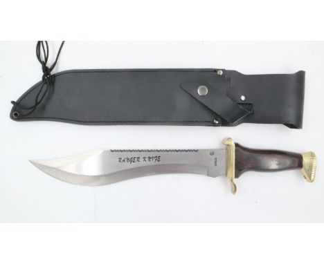 Modern ranger sawback knife with sheath. UK P&amp;P Group 2 (£20+VAT for the first lot and £4+VAT for subsequent lots) 
