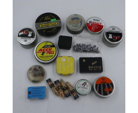 Box of various part tins of pellets. UK P&amp;P Group 2 (£20+VAT for the first lot and £4+VAT for subsequent lots) 