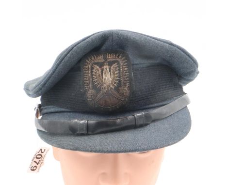 WWI British RAF officers cap with Polish Airforce officers bullion badge. UK P&amp;P Group 2 (£20+VAT for the first lot and £