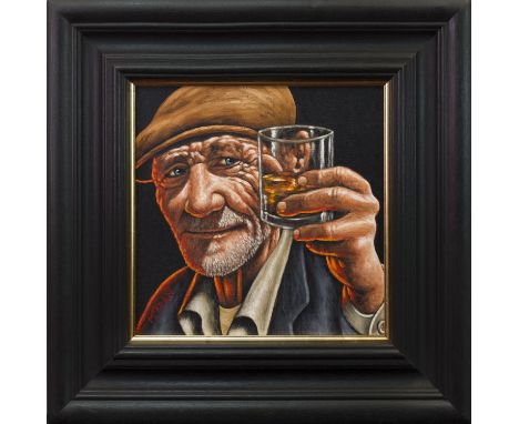 GRAHAM H D MCKEAN,ONE FOR THE ROADoil on canvas panel, signed, further signed and titled verso30cm x 30cmFramed