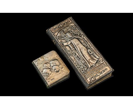 Silver Embossed Front Hymn Book, presented to the Mayoress of Widnes in 1909.  Embossed picture of The Light of the World.  H