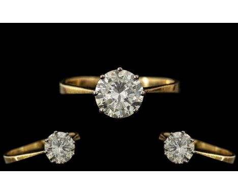 Ladies 18ct Gold - Attractive Single Stone Diamond Ring. Full Hallmark for 750 - 18ct to Interior of Shank. Est Diamond Weigh