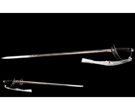 1908 British Calvary Troopers Sword and Scabbard, Blade Marked Wilkinson, Regulation 35 Inch Single Fullered Blade. With Vari