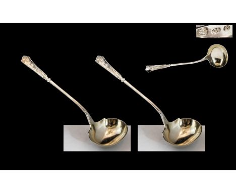 Antique Danish - Pair of Fine Quality Silver Ladles of Elegant Design and Proportions. Stamped with the Mark of 3 Castles Ove