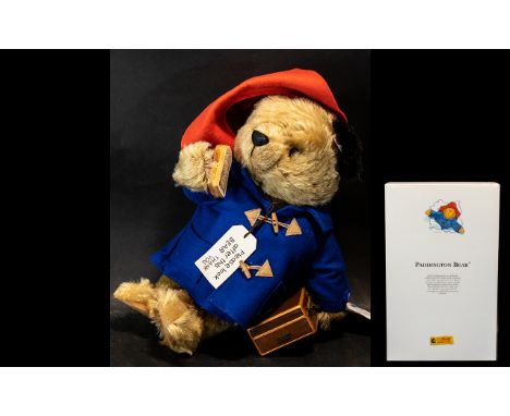 Steiff (Germany) Paddington Bear Teddy Bear No. 354250, trademark Steiff button to ear with red and white tag, 32cm high, in 