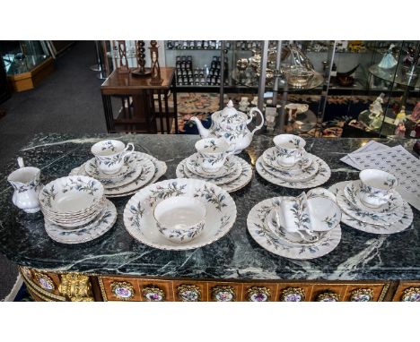 Royal Albert 'Brigadoon' Set comprising 6 x 8" diameter plates, 6 x 7" diameter plates, a 10" diameter bowl, and bread and bu