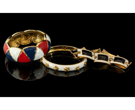 Joan Rivers Classics Collection Costume Jewellery, to include a black and white enamel bracelet, a red white and blue expandi