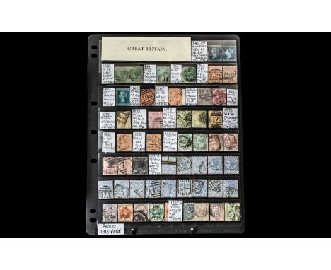 Stamps Interest GB Mint and used collection on hagners or leaves from 1840 2d blue "CLEAR" 4 margin through to 1934 sea horse