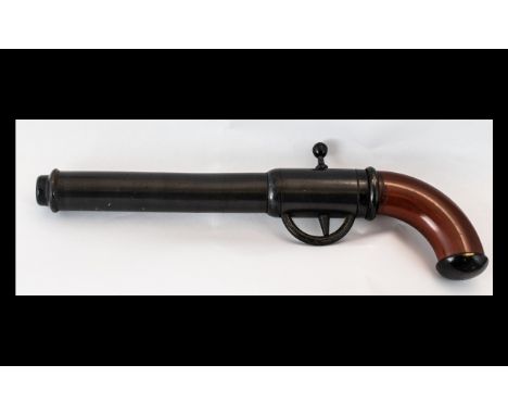 Art Deco Novelty Cigar Case In The Form Of A Gun / Pistol.Secret Compartment Reveals A Cigar. Lovely Detail - Rare Item. Leng