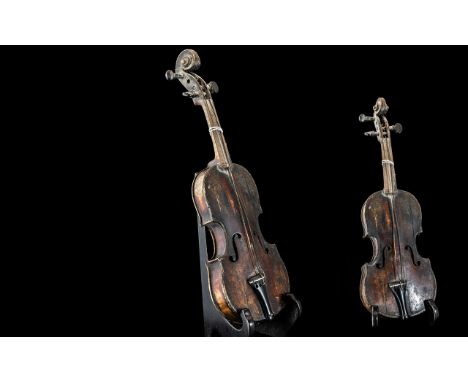 Rare Antique Violin Sampler. Rare Sampler In form of a Violin. Violin Sampler Often Used by Small Children to get Them Used t