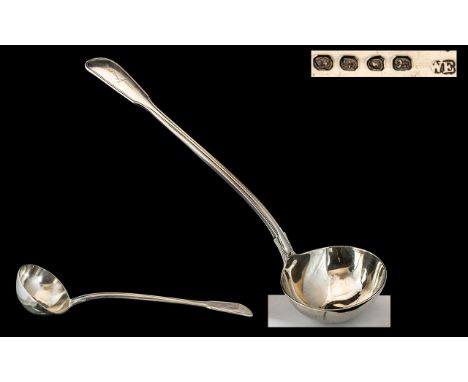 Early Victorian Period Superb Quality Large Sterling Silver Ladle with Fiddle Back Handle / Stem. Hallmark London 1841. Maker