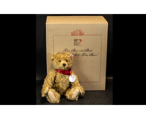 Steiff British Jubilee Edition Teddy Bear with Book, with original box and certificate.  Limited edition No. 00910.  25 cm Ta