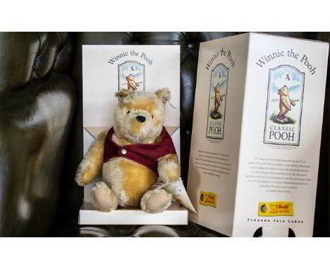 Steiff Teddy Bear 'Winnie The Pooh' Serial No. 651489,  in original box with certificates.  Fully jointed, red jersey, with a