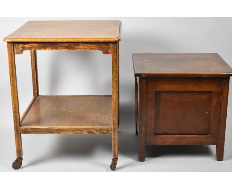 A Mid/Late 20th Century Oak Square Topped Occasional Table on Castors, together with an Early 20th Century Commode Box 