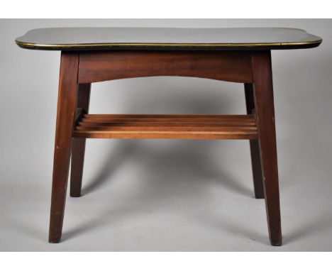 A Late 20th Century Coffee Table with Stretcher Shelf and Shaped Top, 89cm Wide 