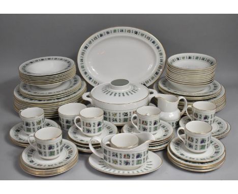 A Royal Doulton Tapestry Pattern Dinner and Tea Set to comprise Plates, Bowls, Lidded Tureen, Sauce Boat and Stand Etc 