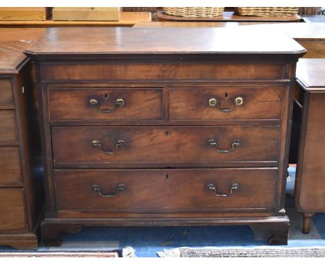A 19th Century Mahogany Chest of Two Short and Two Long Drawers with Bracket Feet, 110cm wide 