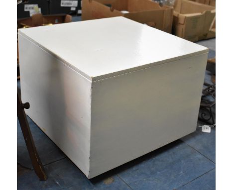 A White Painted Store Box, Hinged Lid, 45.5x34cms High having Inner Shelf 