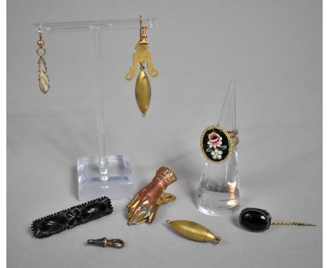 A Collection of Various Period Jewellery to include Jet Brooch, Victorian Gilt Metal Clip in the Form of a Ladies Hand, Itali