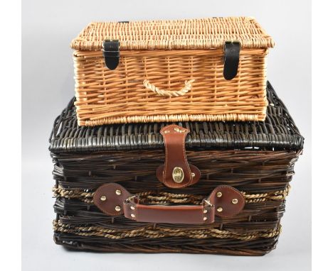 A Wicker Hamper together with a Smaller Example Largest 47cms Wide 