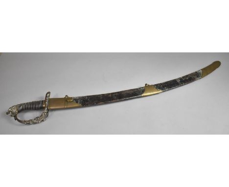 A British 1803 Pattern Officers Sword, Having Lion Pommel and Brass Hilt and Guard with Shagreen Handle, GR Cypher, Crown, Sw