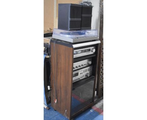 A Hi-Fi Cabinet Containing a Panasonic SL-H302 Turntable (Requiring Replacement Belt), Panasonic Stereo Tuner ST-2600L, Panas