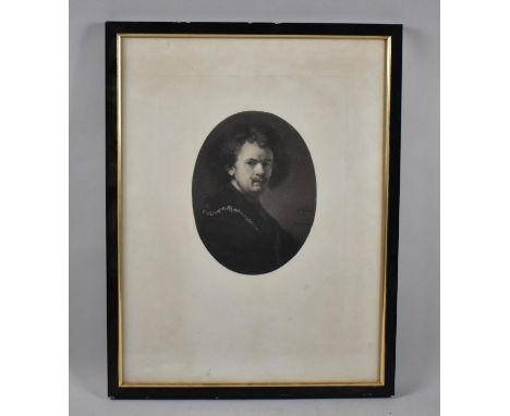 A Portrait Engraving of Alexander Charles Masson after Rembrandt, Embossed Stamp, Frame 39x50cms 