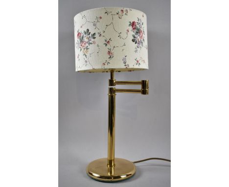 A Modern Brass Table Light with Adjustable Arm, 55cms High including Shade 