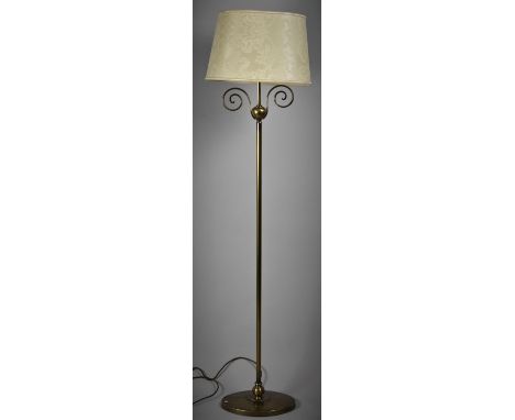 A Modern Brass Standard Lamp with Shade 