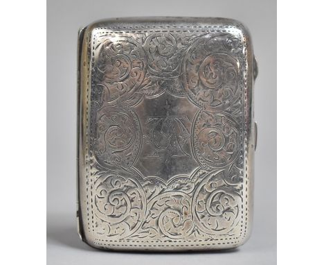 A Silver Cigarette Case, Birmingham 1816, by JR, Engraved Foliate Decoration and Monogrammed WA, 75.8gms, 6.5x8cms 