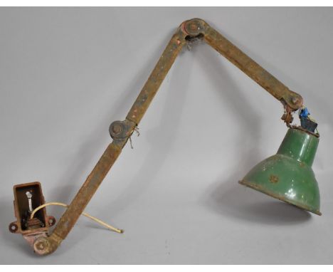 A Vintage Industrial Light fitting with Green Pendant Shade 