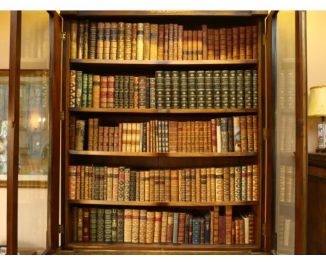 A quantity of Antique leather-bound books, with gilded and embossed spines, including The Railways Of England, Defences Of Ar