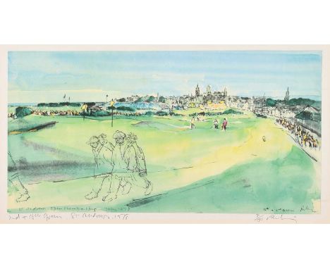 Harold Riley (British 1934-2023) "2nd + 16th Green, St. Andrews, 1978" Signed, titled and numbered 8/50 in pencil in the marg