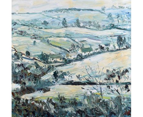 Alan Knight (British 1949-) "First Snow, Mellor Moor" Initialled, titled and dated 2011 on verso, oil on canvas.90 x 90cm (fr