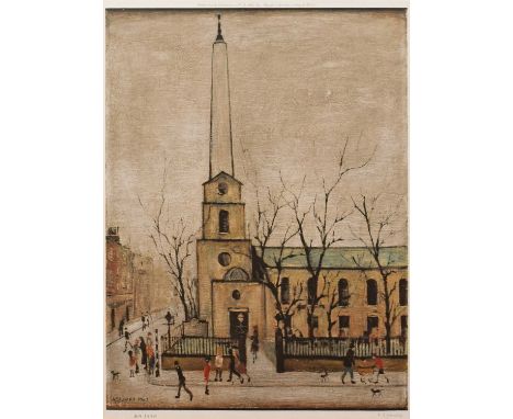 L.S. Lowry R.A. (British 1887-1976) "St. Luke's Church, Old Street, London, E.C." Signed and numbered 819/850 in pencil in th