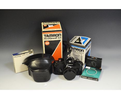 Cameras  - a  1980s Nikon EM camera body,  e series, 50mm lens;  others Tamron 28-70mm, serial no 693414;  70-210mm, serial n