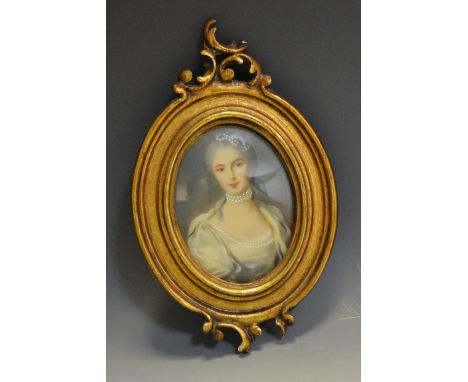 French School, a portrait miniature, of a lady of title