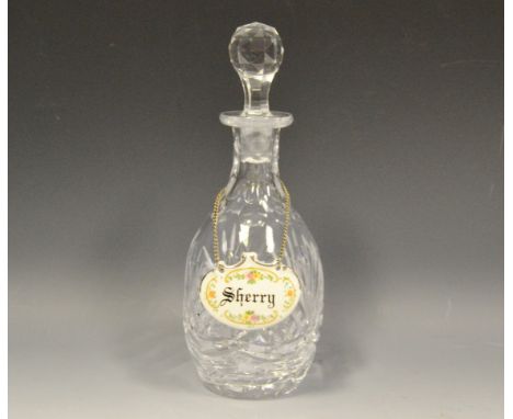 **This lot is part of Coach our Bargain Hunt  - there is no buyers premium**A cut glass sherry decanter and label