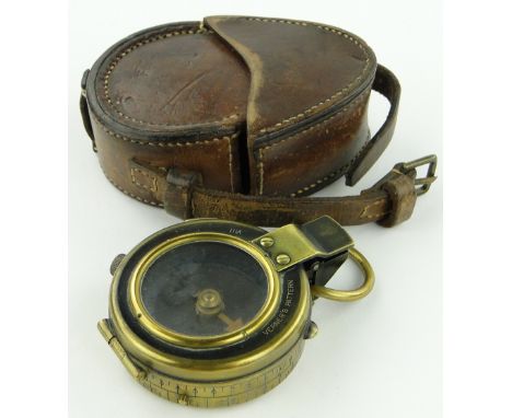 A First World War Verner's pattern brass pocket compass,
dated 1917, in leather case.