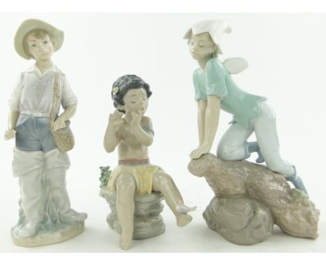 Lladro Privilege figure,
9" and 2 Lladro children, (3).