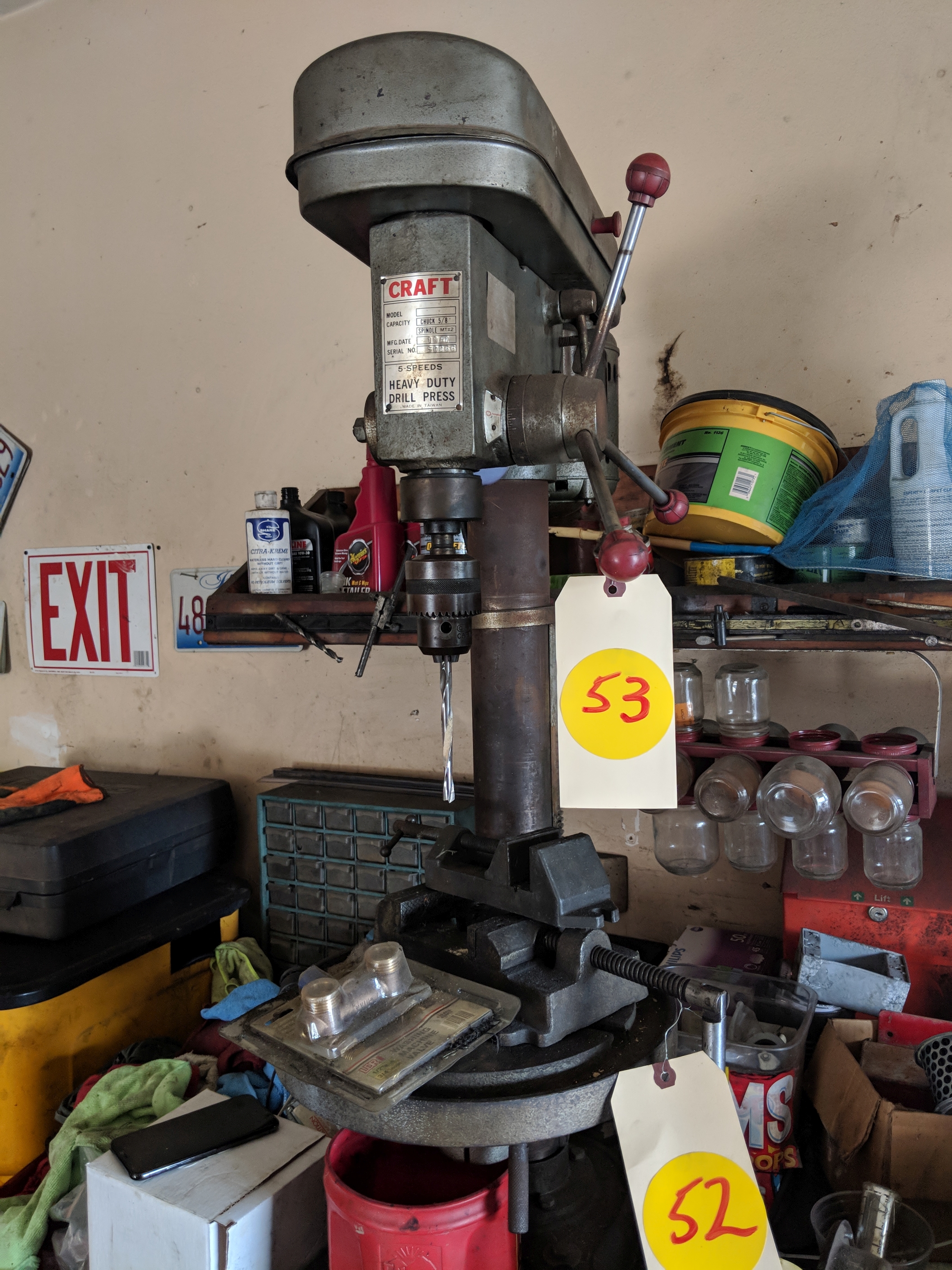 Craft fivespeed heavy duty drill press, serial 50066