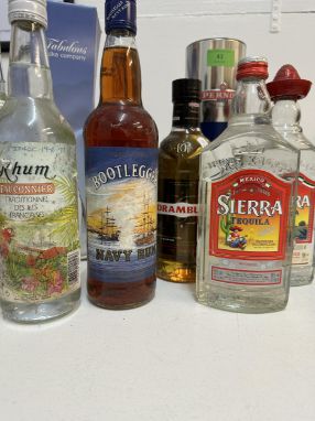 10 mixed bottles of spirit to include Navy Rum, Tequila, Gin, Vodka, Pernod Lovation: 