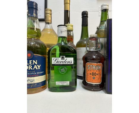 12 mixed bottles of spirit to include Dun Leire Irish Whiskey, Gordons Gin, Glen Moray Scotch WhiskyLocation: 