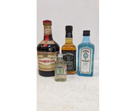 A selection of miscellaneous spirits to include Bombay Sapphire dry Gin 350ml, one bottle of Jack Daniels 350ml, one bottle o