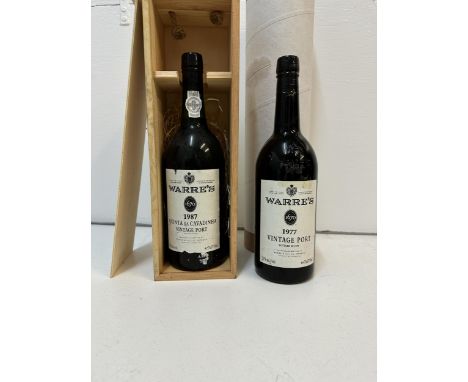 2 bottles of Warres Port 1987 and Vintage Port 1977 