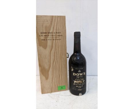 A single bottle of Dows 1977 Silver Jubilee vintage Port Location: R3